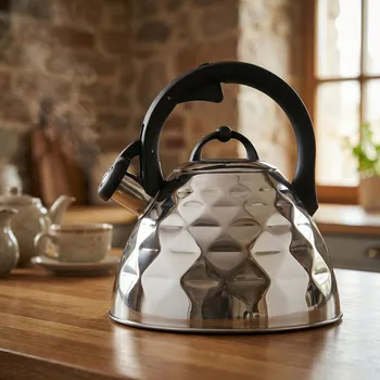 Konvice na čaj Rychlovarná konvice s píšťalkou ODELO ROMBERT 3 l stříbrná