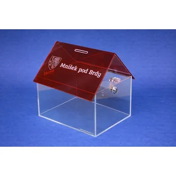 Příruční pokladna Kasička, pokladnička domeček 250x200x250 mm + gravír, zámek