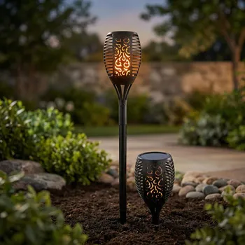 Venkovní osvětlení Solární zahradní lampa plamen DAILY INTERNATIONAL HOME 60 cm černá