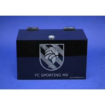 Příruční pokladna Kasička, pokladnička 250x150x150 mm + gravír, plexi černé, zámek