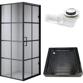 BPS-koupelny Čtvercový sprchový kout HYD-SK10A 80x80 černá/transparent + vanička HYD-SSV-SXL02A černá