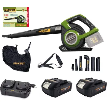 Aku fukar/vysavač listí Procraft VB20, 2x baterie, dvojnabíječka
