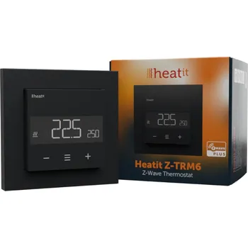 Bezpečnostní detektor Heatit Z-TRM6 Black Matt Z-Wave termostat 3600W 16A 868,4 Mhz