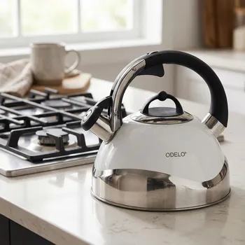 Konvice na čaj Čajník s píšťalkou ODELO TRIANO 2,7 l bílý