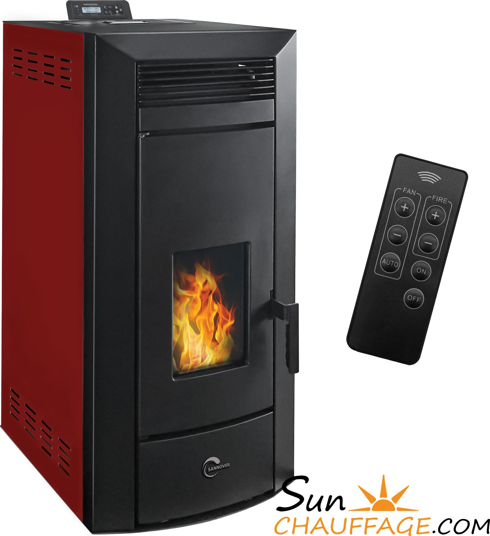 Sannover Peletová kamna KLEONA, s teplovodním výměníkem, bordo