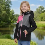 Dívčí SOFTSHELLOVÁ BUNDA nezateplená černá/růžová Kugo HK5660
