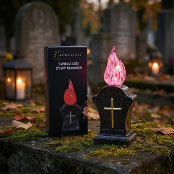 Lampička LED svíčka na hrob SUNLIGHT živý plamen 6 × 17 cm