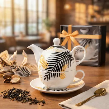 Konvice na čaj Džbánek s šálkem ODELO ELOVEN EXOTIC 400 ml v listech