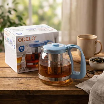 Konvice na čaj Skleněná konvice s filtrem ODELO DALEN 700 ml modrá