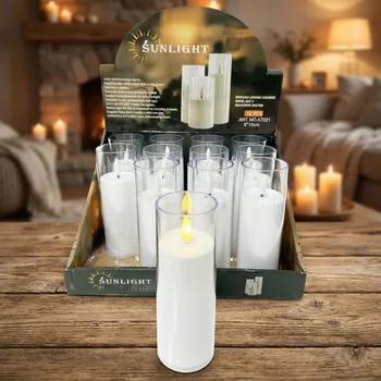 Lampička LED svíčka s pohyblivým knotem SUNLIGHT MAT 5 × 15 cm bílá 12 ks