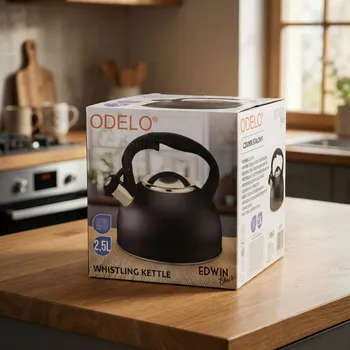 Konvice na čaj Nerezová konvice s píšťalkou ODELO EDWIN 2,5 l černá