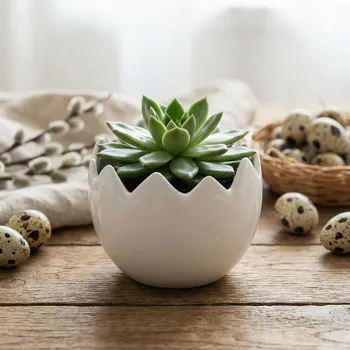 Obal na květináč Skleněný obal ve tvaru skořápky ODELO 8 × 11 cm bílý