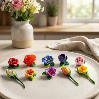 Dekorativní magnet Ozdobné magnety DAILY INTERNATIONAL HOME KVĚTY barevné 10 ks