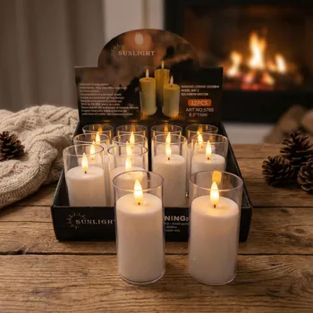 Lampička LED svíčky s pohyblivým knotem DAILY INTERNATIONAL HOME SUNLIGHT 5,3 × 11 cm bílé 12 ks