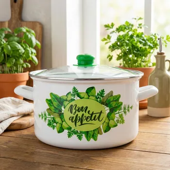 Hrnec Smaltovaný hrnec s poklicí ODELO BON APPETIT 4,7 l 22 cm bílý