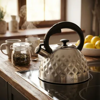 Konvice na čaj Čajník s píšťalkou ODELO PLACIDO 3,0 l stříbrný