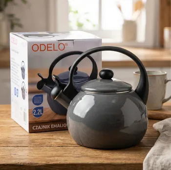 Konvice na čaj Smaltovaná konvice s píšťalkou ODELO AMELIO 2,2 l šedá