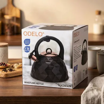 Konvice na čaj Nerezová konvice s píšťalkou ODELO HADRIAN 2,7 l černo-měděná