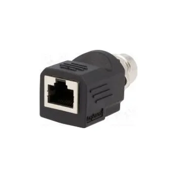 Elektrická zásuvka Adaptér RJ45 zásuvka,M12 zásuvka kód D-Ethernet PIN 4 přímý