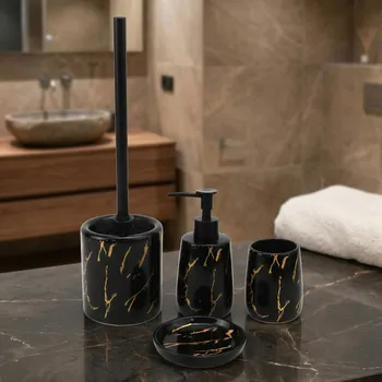 WC štětka WC kartáč s nádobou ODELO HELADIO 10,8 × 10,8 × 37,5 cm černý