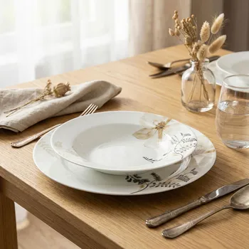 Talíř Kulatá jídelní sada ODELO ALENA bílá 18 ks