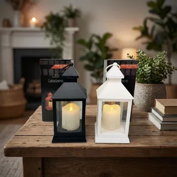 Lucerna Lampion se svíčkou LED DAILY INTERNATIONAL HOME 24×10 cm černý/bílý 1 ks