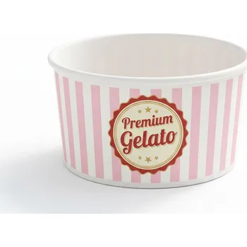 Jednorázové nádobí Kelímky na zmrzlinu 245ml s vlastním potiskem EXPRESS 72h Cenové rozmezí: 5000 - 9999 ks, Velikost potisku: celá plocha s vlastním potiskem