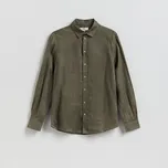 Reserved - Slim fit lněná košile - zelená - 996IR-87X - 996IR-87X-S
