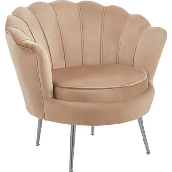 Křeslo Velké sametové mušlové křeslo Shell v barvě cappuccino – křeslo do obývacího pokoje od Furnitex LC-032 CAPPUCCINO-SREBRNE