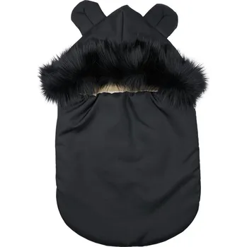 Fusak Vlnka Dětský fusak s ovčí vlnou a kožešinou černý