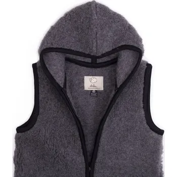 Vlnka Vlněná vesta Merino s kapucí tmavě šedá velikost oblečení 4XL