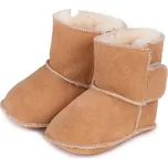 Vlnka Dětské capáčky s jehněčí kožešinou béžová velikost obuv dětské 0 - 6 Měsíců