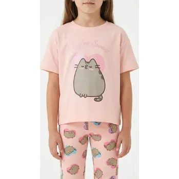 Dívčí oblečení Sinsay - Bavlněná košilka s potiskem Pusheen the Cat - pastelová růžová - 873HE-03X - 873HE-03X-140