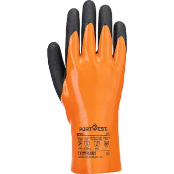 Pracovní rukavice PORTWEST AP36 / Nitrilové rukavice na mastnotu - oranžová S