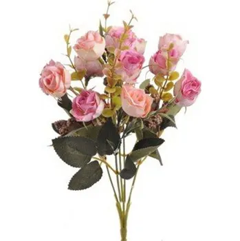 umělá květina Umělá kytice růže - růžová světlá