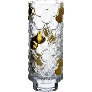 Váza Skleněná váza Serenite 10x26 cm čirá/zlatá