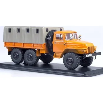 autíčko SSM - Start Scale Models Ural-375D plachta oranžový - SSM Ural-375D - kovový model auta