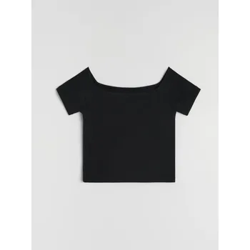 Sinsay - Crop top s krátkým rukávem - černá - 508EU-99X - 508EU-99X-L