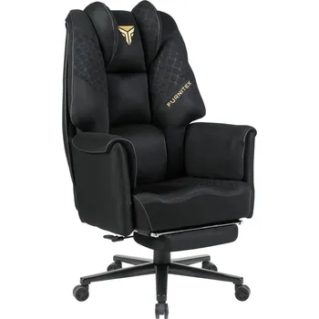 bez marki | Křeslo Herní židle Černá s podnožkou MĚKKÁ k počítači Furnitex FB45-FX GAMINGOWY- CZARNY