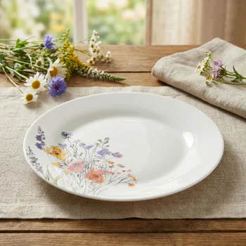 Talíř Jídelní talíř kulatý ODELO TULYA 23 cm bílý s květy