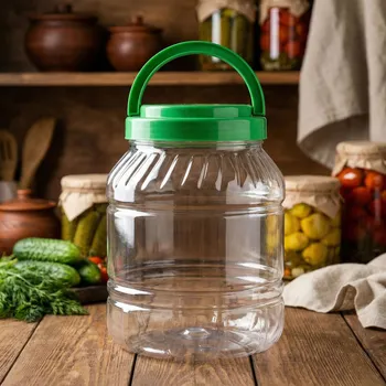 Zavařovací sklenice Plastová nádoba s rukojetí SMAKI BABUNI IVA 4 l zelená