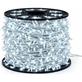 DECOLED Easy Fix LED světelný řetěz 100 m venkovní ledově bílá s FLASH, 2000 diod, bílý kabel, IP67, cívka