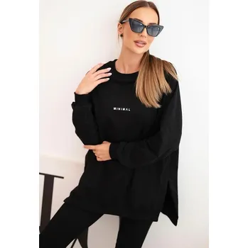 Bavlněná souprava mikiny s nápisem Minimal a legín černá