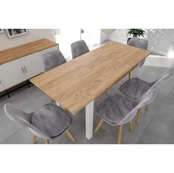 Jídelní stůl Furnitex | Stůl ST22-FX dub zlatý craft /nohy bílé/ 120(160)x67 ST22-FX DĄB ZŁOTY CRAFT-BIAŁY