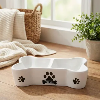 Dvojitá miska na krmivo ODELO LISSI 25,7 × 12,8 × 6,3 cm bílá