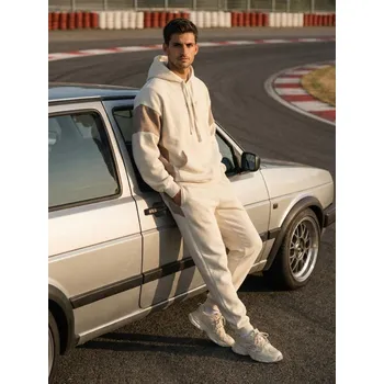 Pánské kalhoty Sinsay - Teplákové joggery - krémová - 580HL-01X - 580HL-01X-XS