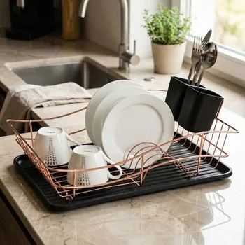 Organizace kuchyně Odkapávač na nádobí ODELO NERINA 46×33×15 cm měděno-černý