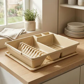 Odkapávač na nádobí Odkapávač na nádobí s odkapávačem DAILY INTERNATIONAL HOME AMIE 35 × 43 × 8 cm béžový