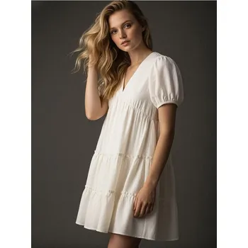 Dámské šaty Sinsay - Mini šaty s viskózou - bílá - 495DA-00X - 495DA-00X-XL