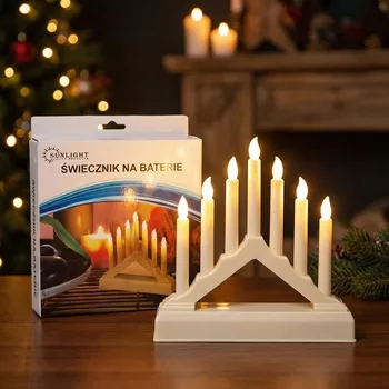 Lampička Šikmý svícen na baterie 7 svíček SUNLIGHT 18 × 14 cm